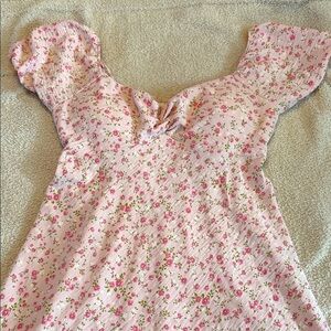 Floral Pink Puff Sleeve mini baby doll dress